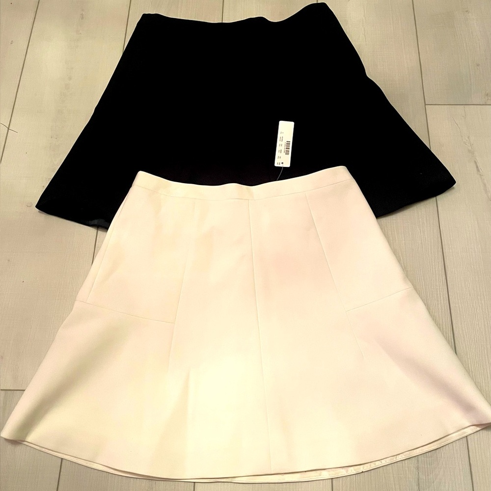 New lot of 2 skirts-A line mini J Crew cream and black Skirt-sz 4